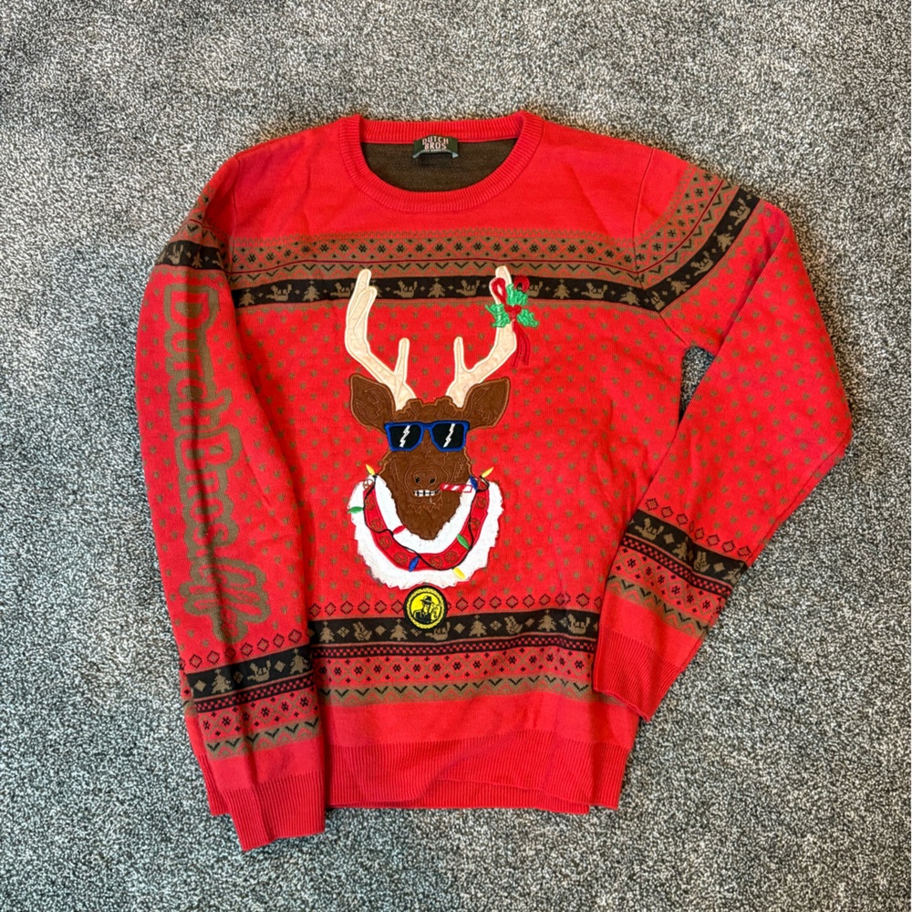 Dutch Bros Red Reindeer Sweater